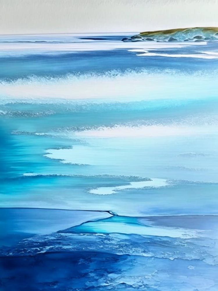 Shoreline Waterscape Marble Acrylic Painting 2