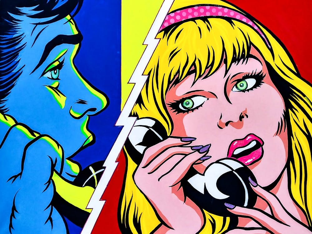 Telephone Line |Comic Romance Art Digital | Pop Art World 2025