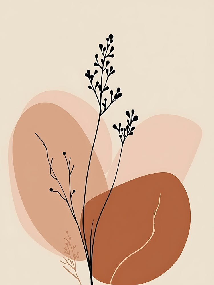 Neutral Botanical Motif with Warm Earth Tones