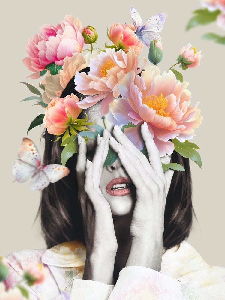 Robby - Botanical female collage art