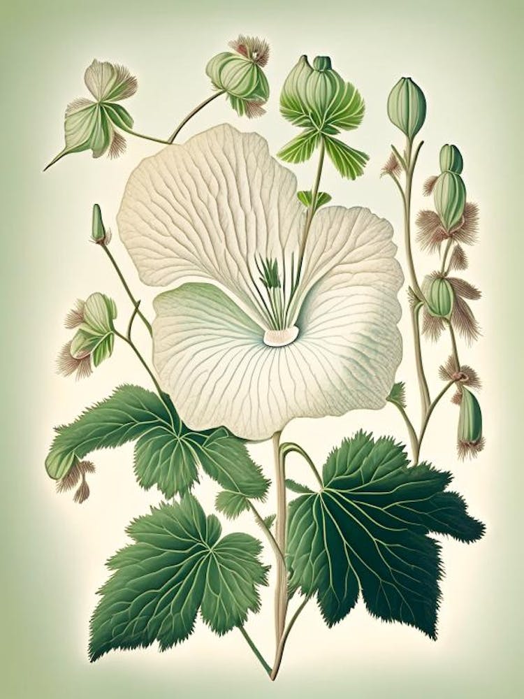 Marsh Mallow Wildflower Vintage Botanical 2