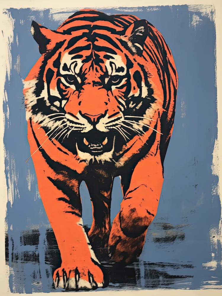 Tiger, Holzschnitt Tierzeichnung 7