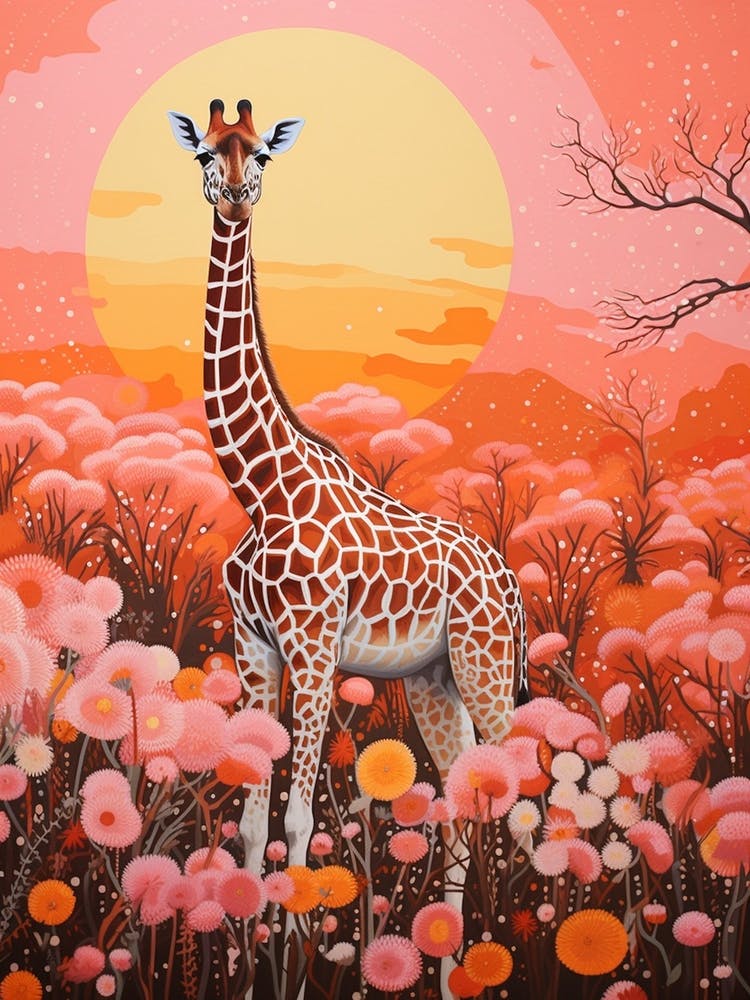 Pink Giraffe & Plants 3