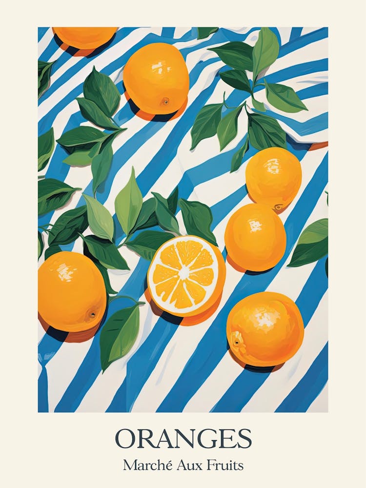 Marche Aux Fruits Oranges Fruit Summer Illustration 4