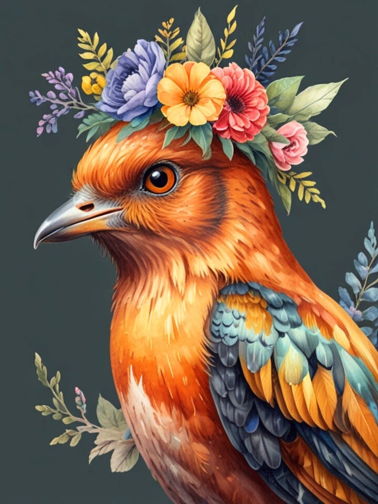 Bird With Flower Crown 5