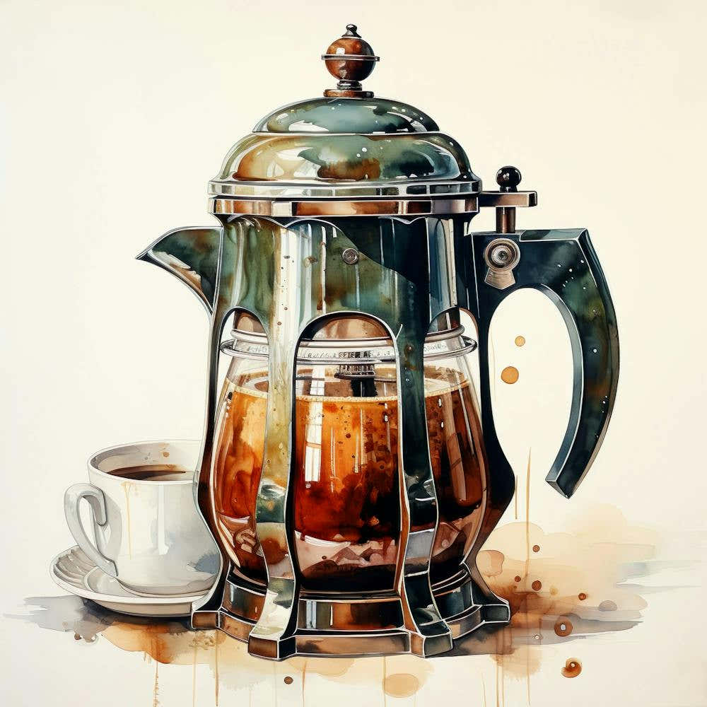 Watercolor Vintage Coffee Pot