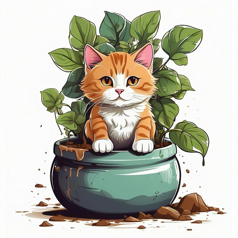 Cat In Pot