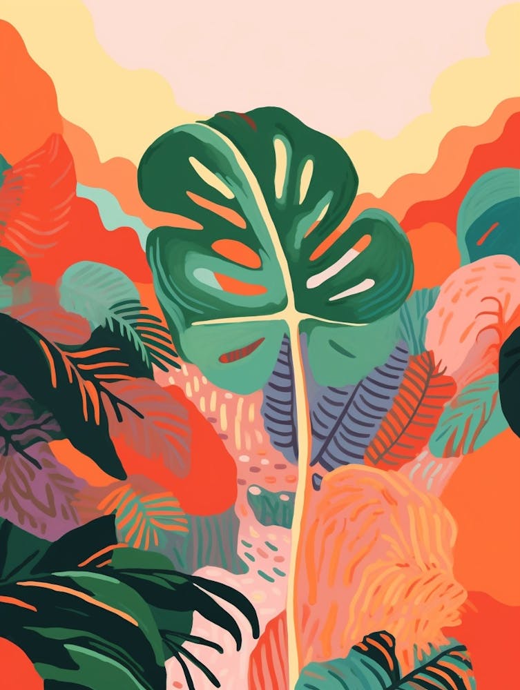 Boho Pflanzenbild Monstera Deliciosa 4