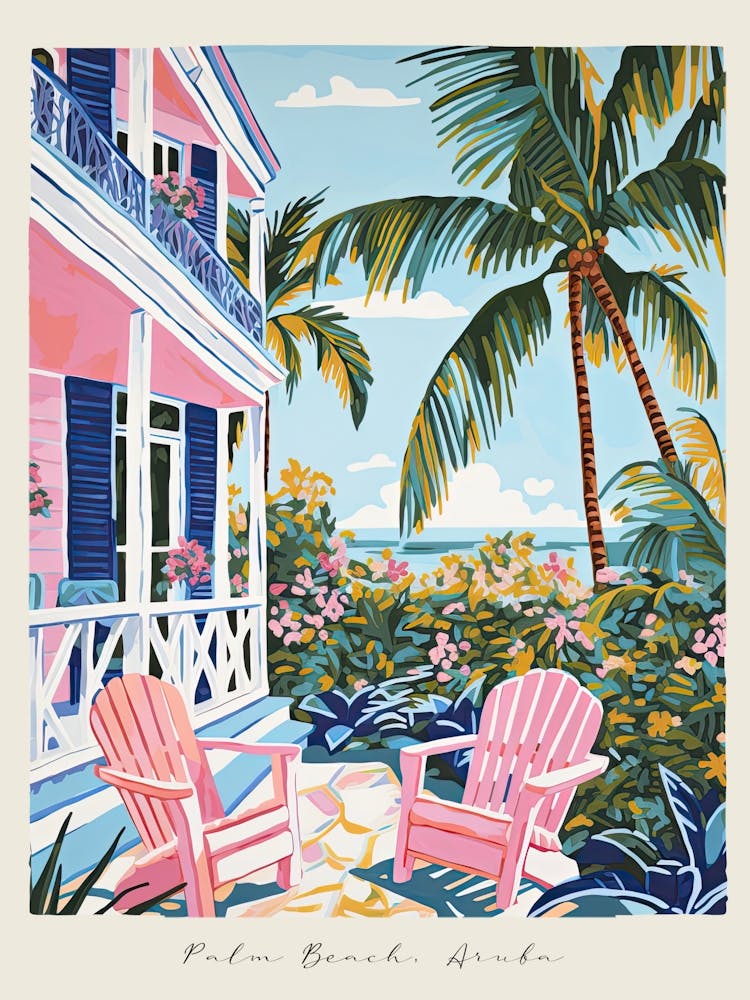 Poster Of Palm Beach, Aruba, Matisse And Rousseau Style 4