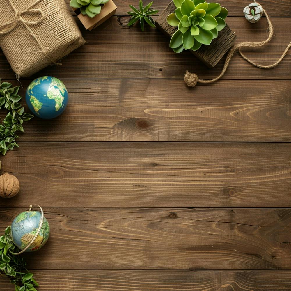 Earth Day Wooden Table From Above Banner Texture 1