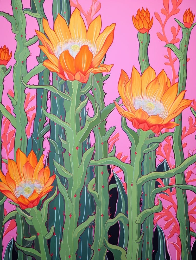 Mexican Style Cactus Illustration Trichocereus Cactus 2