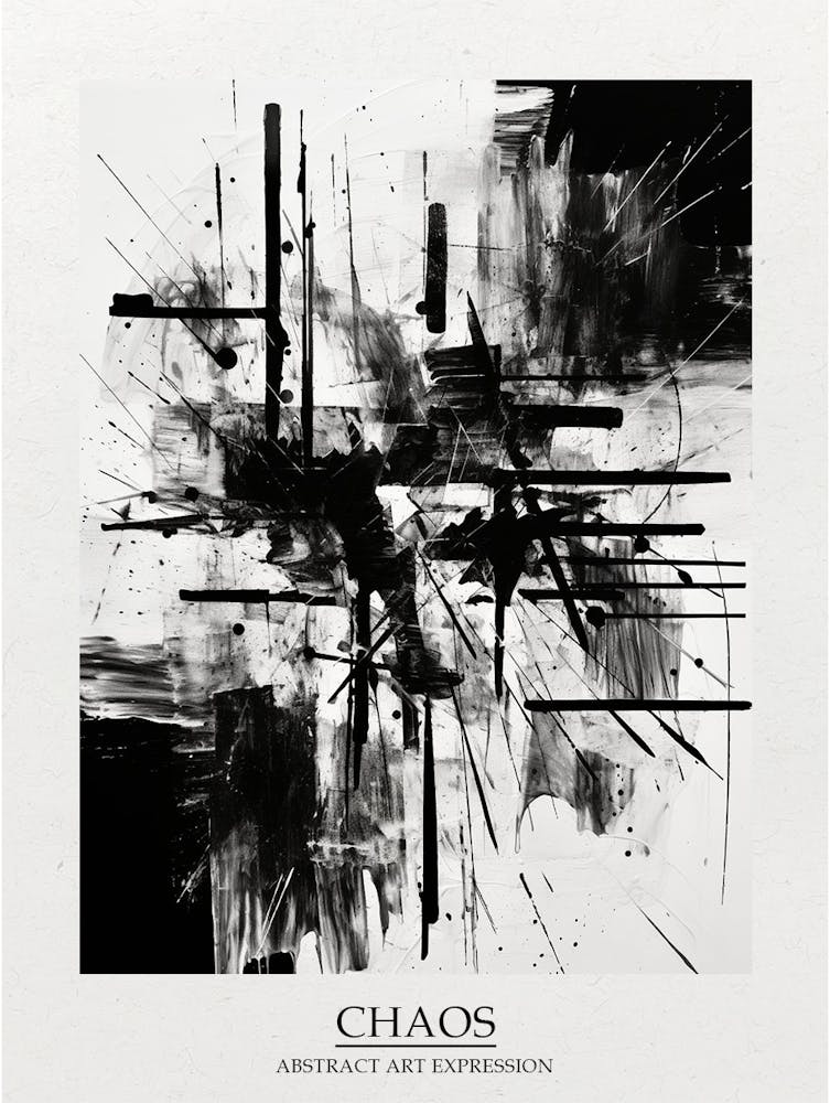 Chaos Abstract Black And White 3 Poster