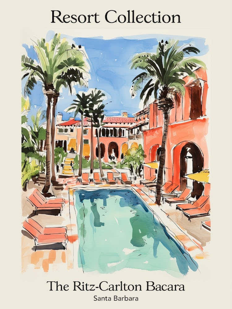 Poster Of The Ritz Carlton Bacara, Santa Barbara   Santa Barbara, California   Resort Collection Storybook Illustration 6