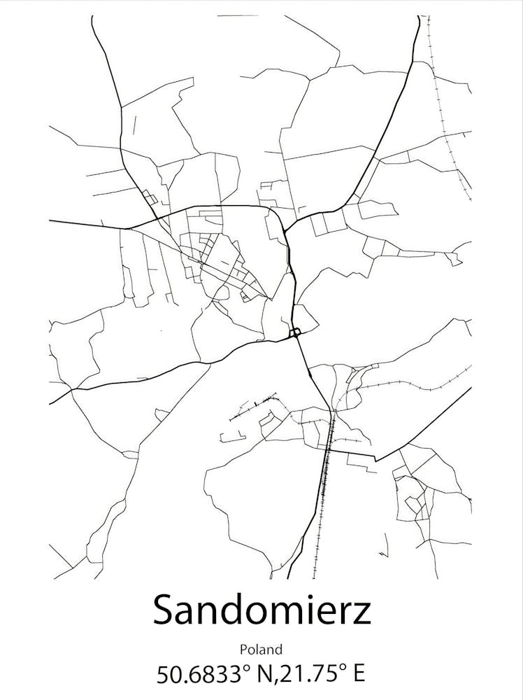 Sandomierz,Poland Minimalist Map