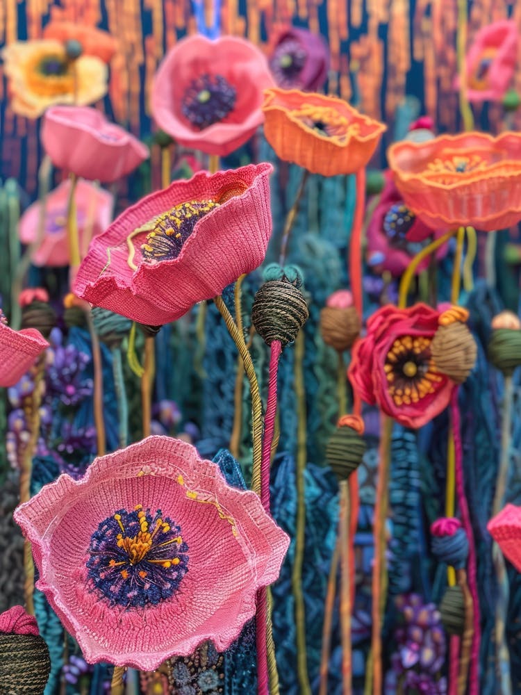 Poppies Knitted In Crochet 3