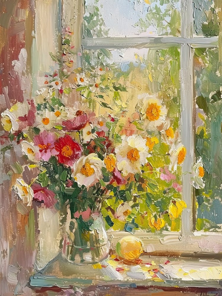 Anemone Flowers On A Cottage Window 2