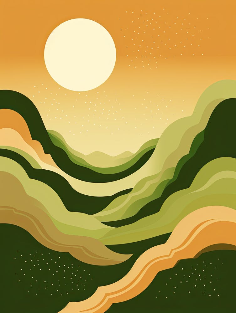 Whimsical Waves; Risograph Abstract Vintage