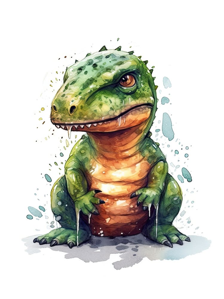 T Rex Cute Dinosaur Watercolour 2
