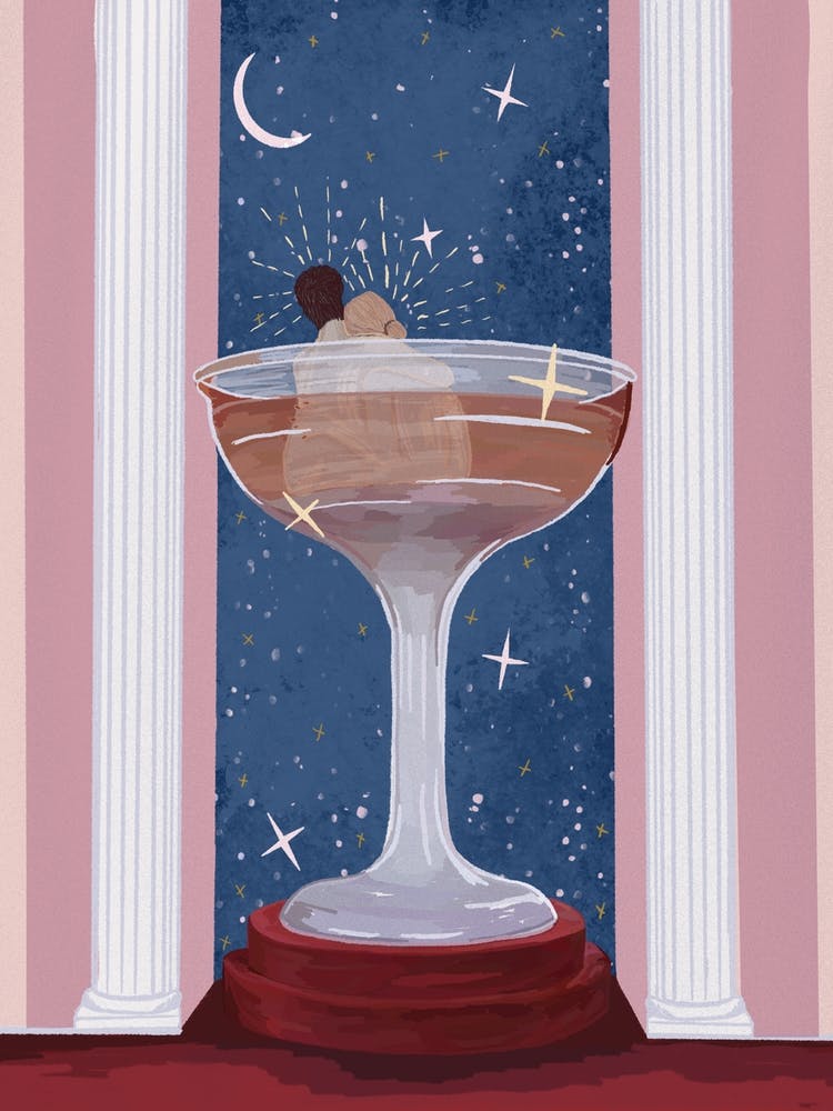 Romantic Pink Champagne Illustration