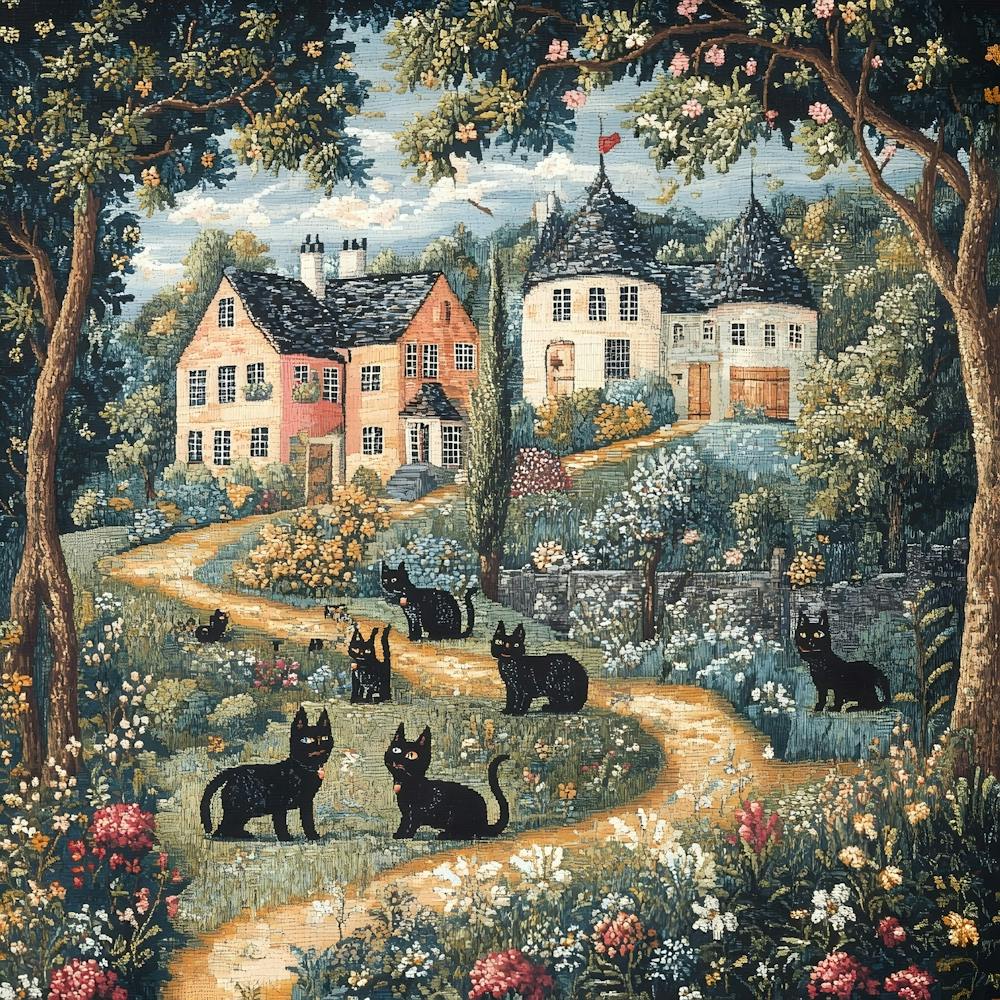 Cats In The Countryside Tapestry 4