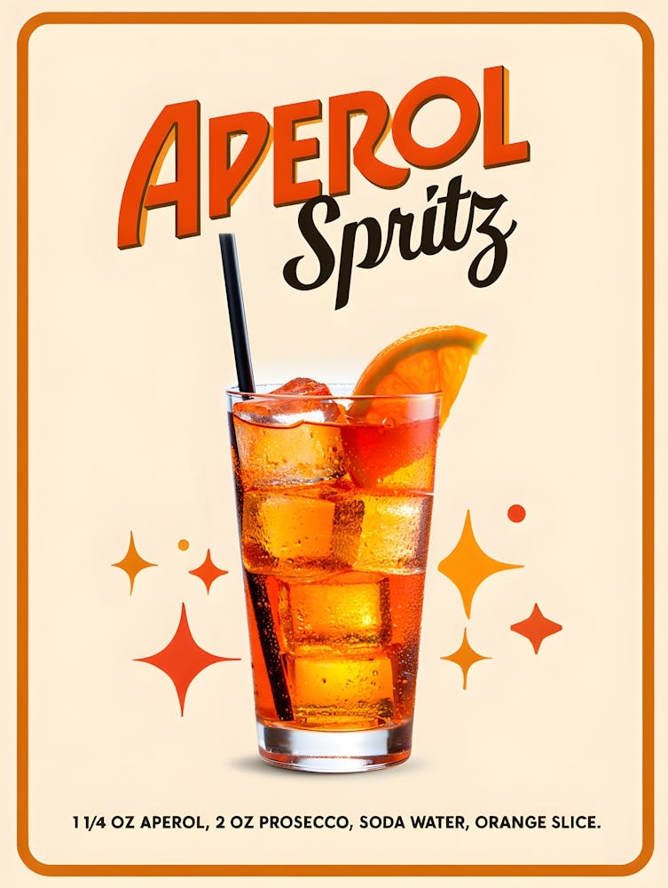 Summer Aperol Spritz Wall Art - Refreshing Cocktail Print for Your Bar