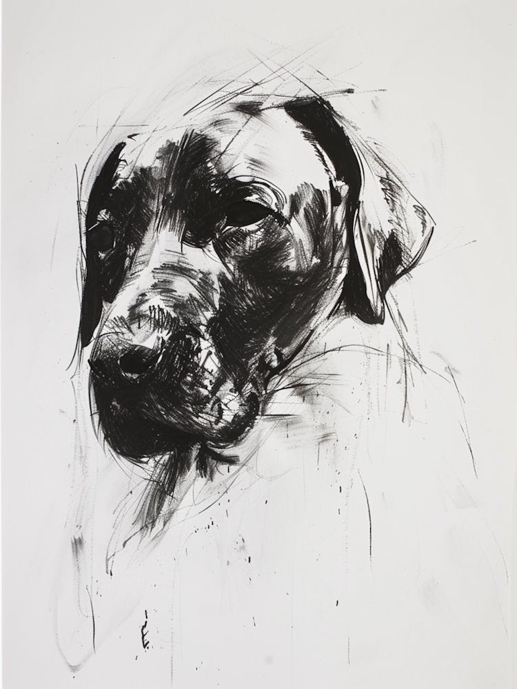 Dog Black Ink Portrait