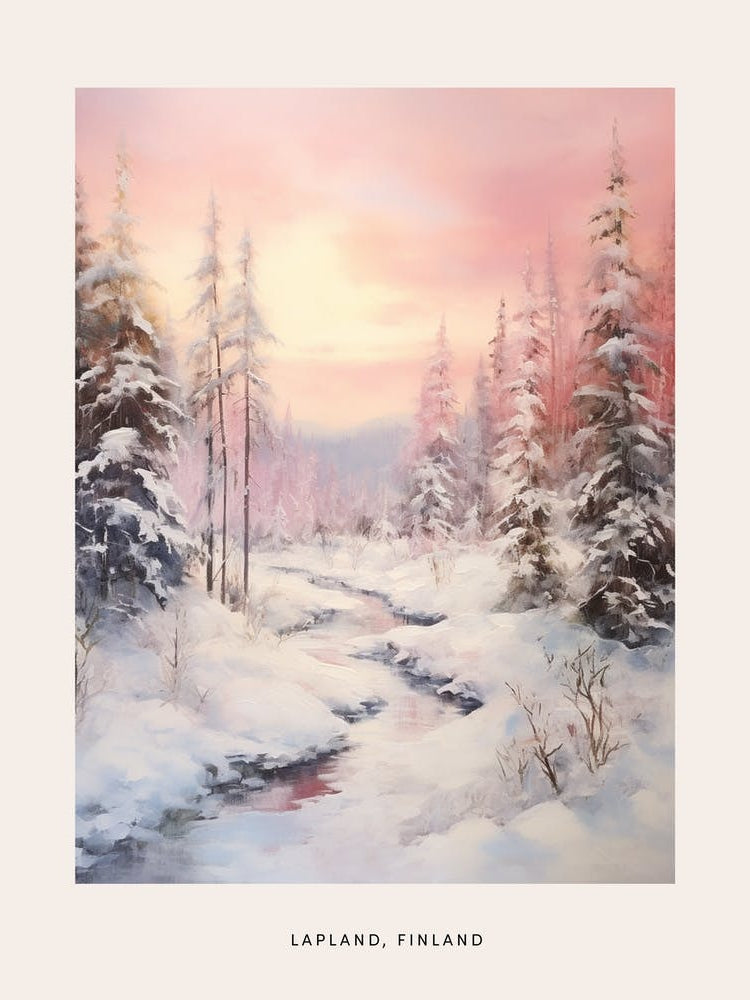 Dreamy Winter Painting Poster Lapland Finland 6