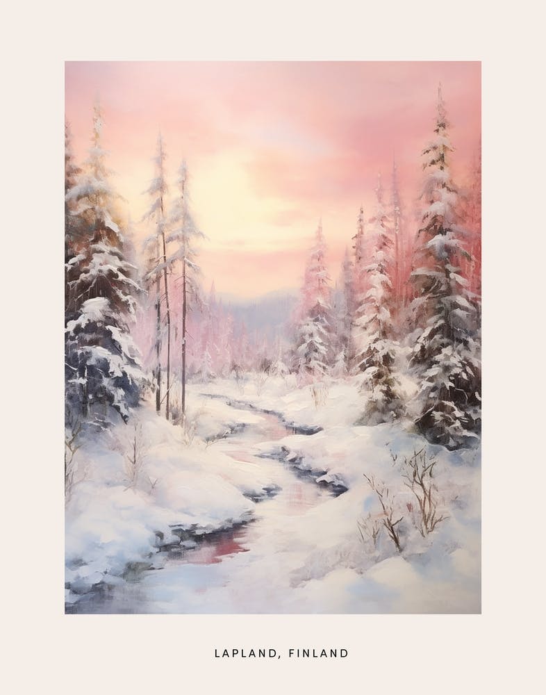 Dreamy Winter Painting Poster Lapland Finland 6