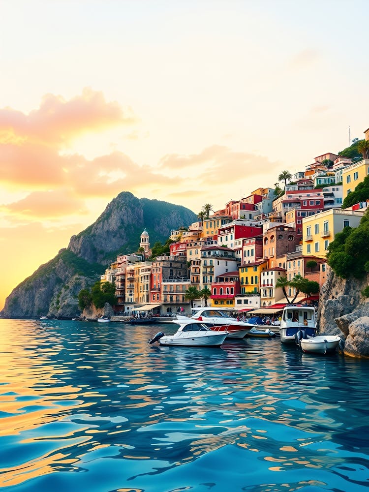 Amalfi Coast At Sunset