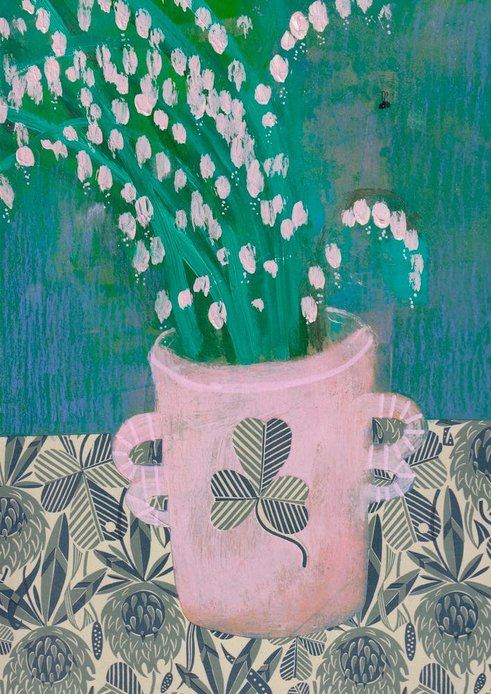 Lillies Of The Valley In A Pink Pot