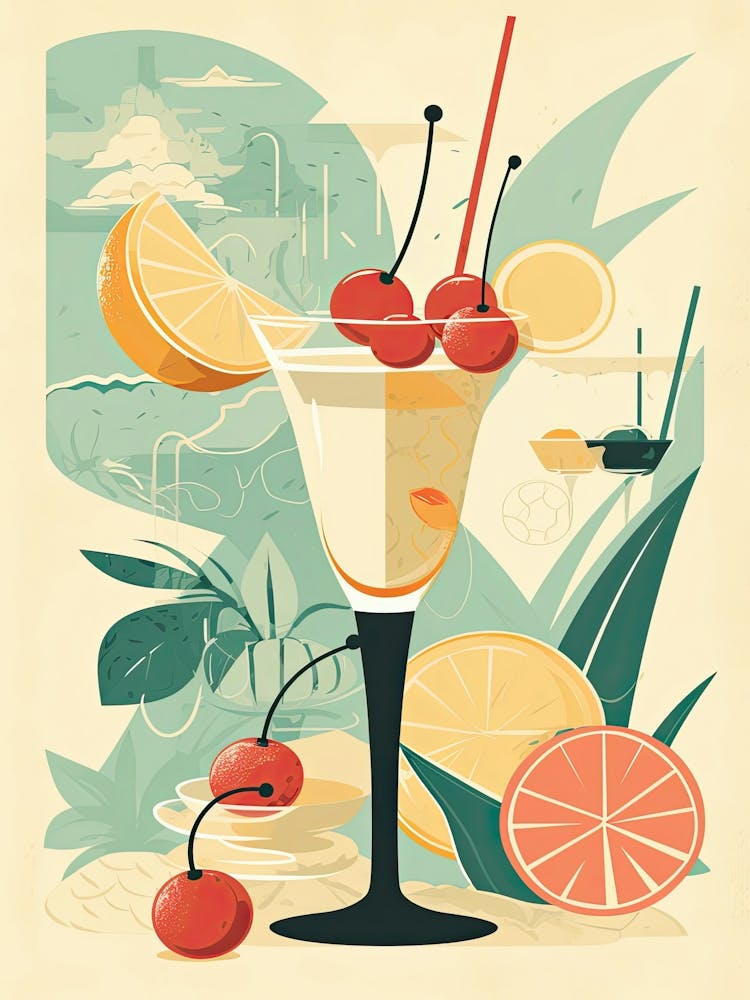 Pina Colada Cocktail Illustration 1