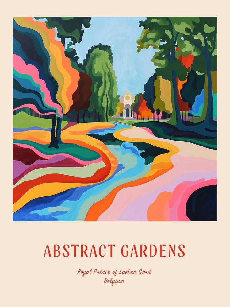 Colourful Gardens Royal Palace Of Laeken Gard Belgium 1 Red Poster