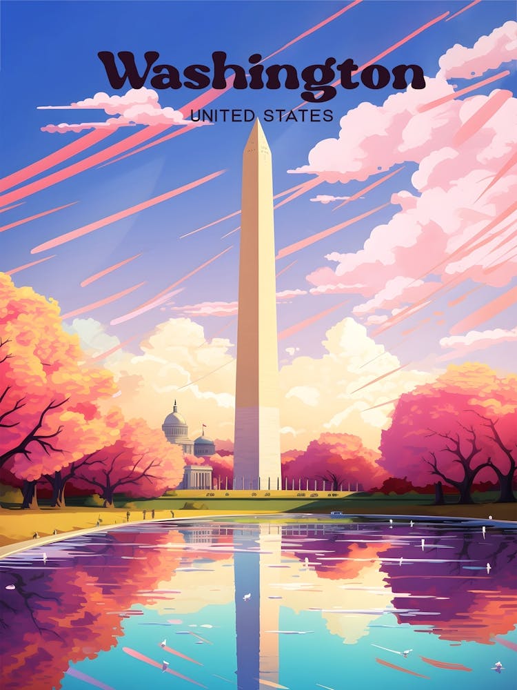 Washington Monument United States Travel Art Illustration