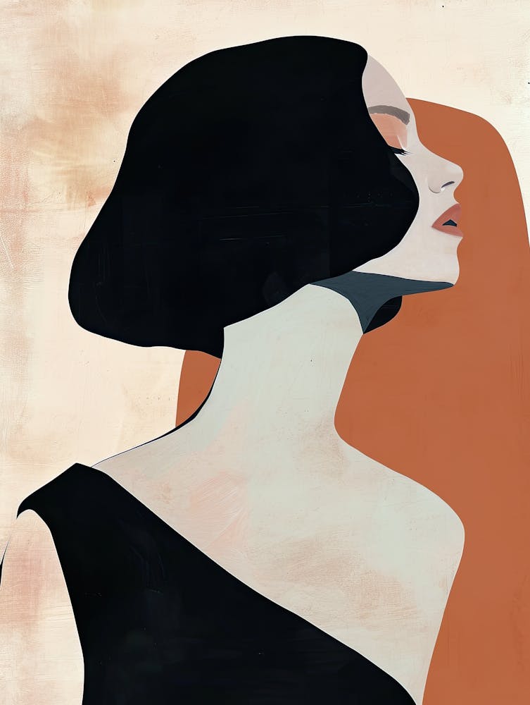 Frau in Schwarz und Orange, Boho 1