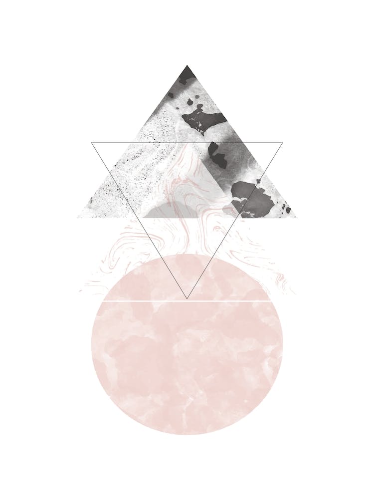 Triangle Pink & Black Marble Abstract with Circle