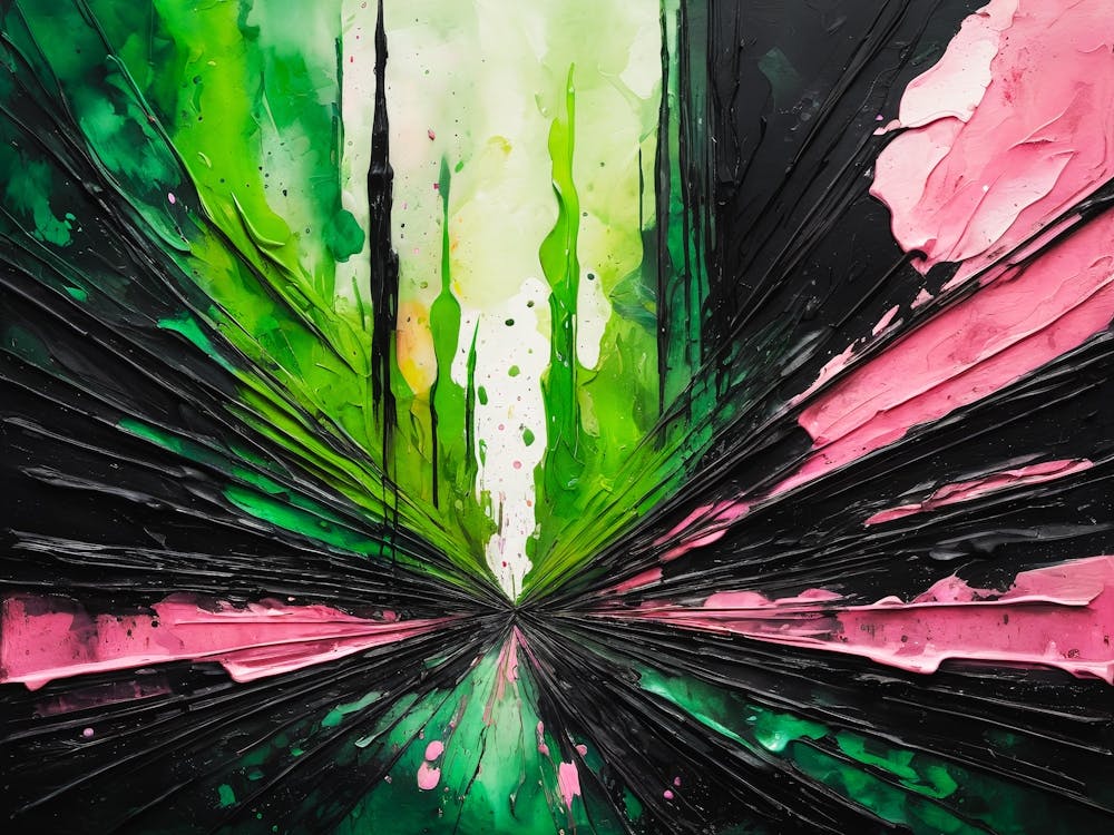 Abstract Cityscape Pink Green Painting