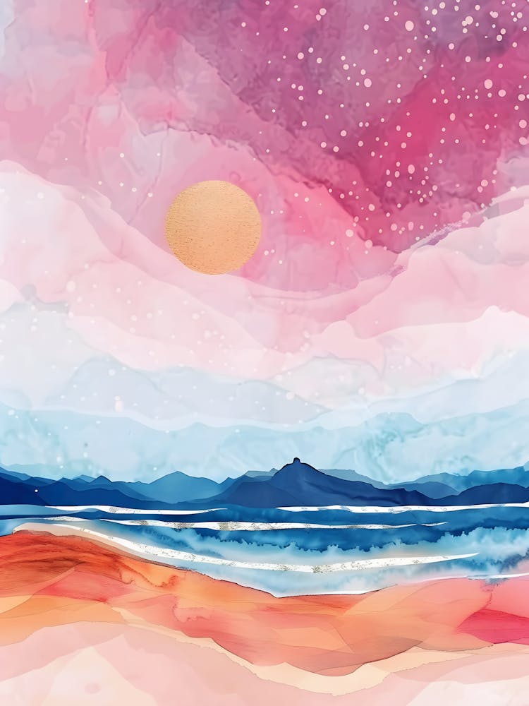 Sunset On The Beach Canvas Art