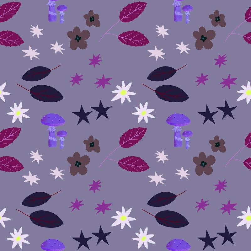 Autumn Leaves Fabric Lavender
