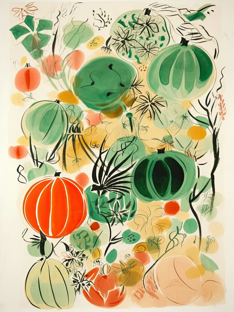 Cantalupe Fruit Drawing 4