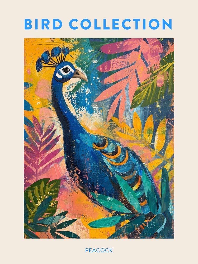 Colourful Tropical Peacock Painting 2 Poster