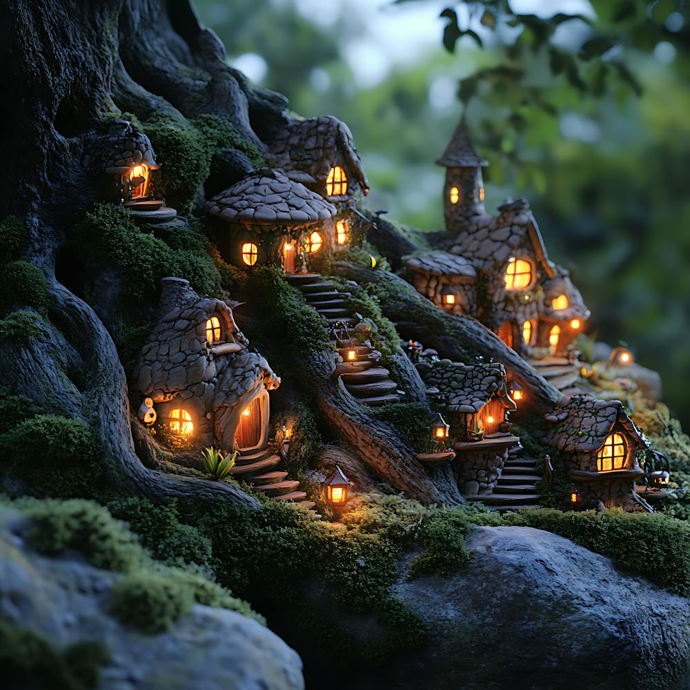 Fantasy Fairy Village Twilight Scene 12