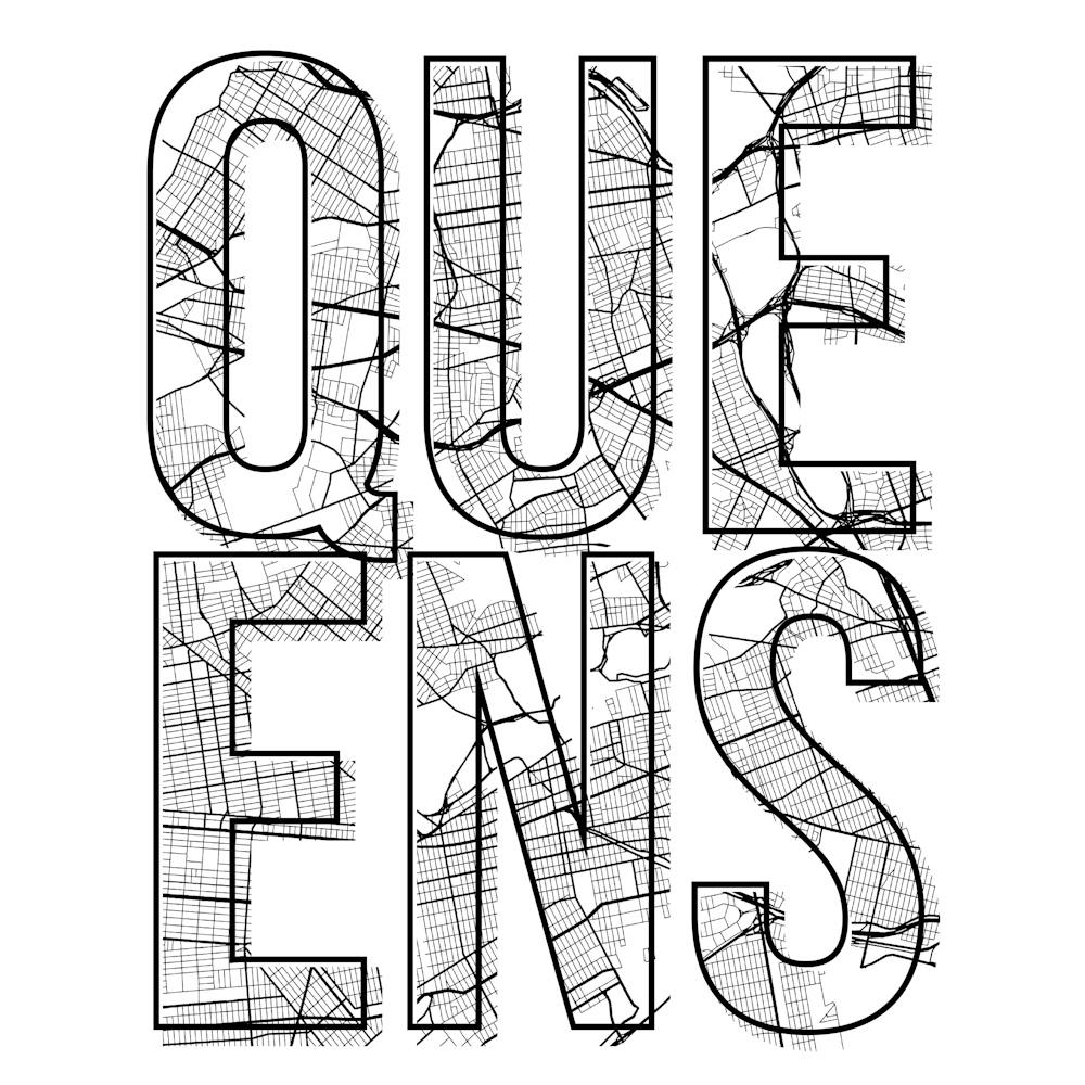 Queens Street Map Typography Square