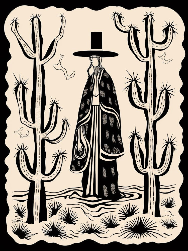 B&W Cactus Illustration Old Man Cactus