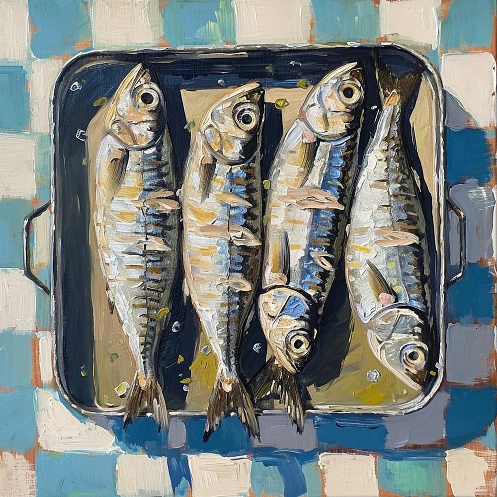 Sardines In A Tin Pastel Checkerboard 3