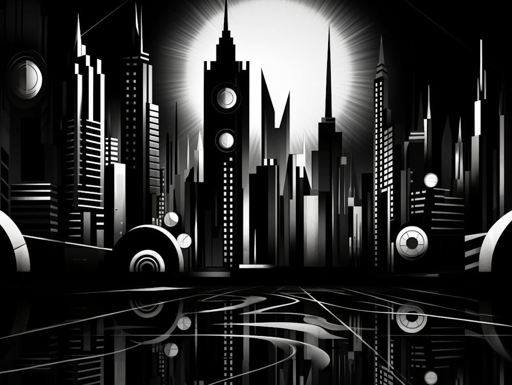 Metropolis Abstract Black And White 3
