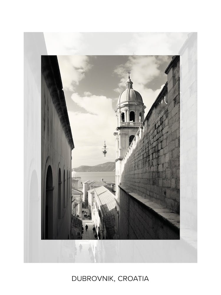 Poster Of Dubrovnik, Croatia, Black And White Old Photo 2