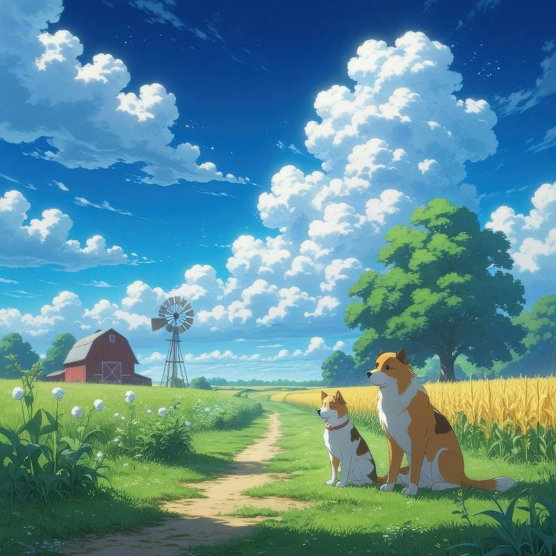 Two Dogs In A Field