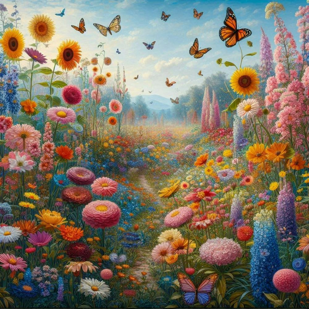 gustav klimt butterfly flower garden