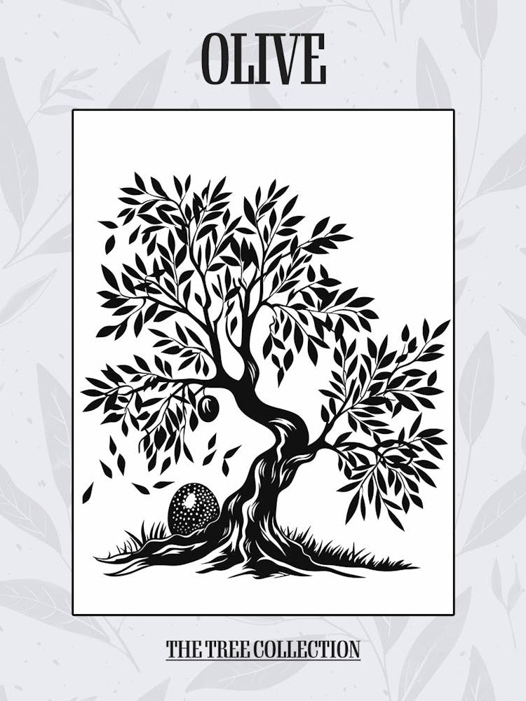Olive Tree Simple Geometric Nature Stencil 21 Poster