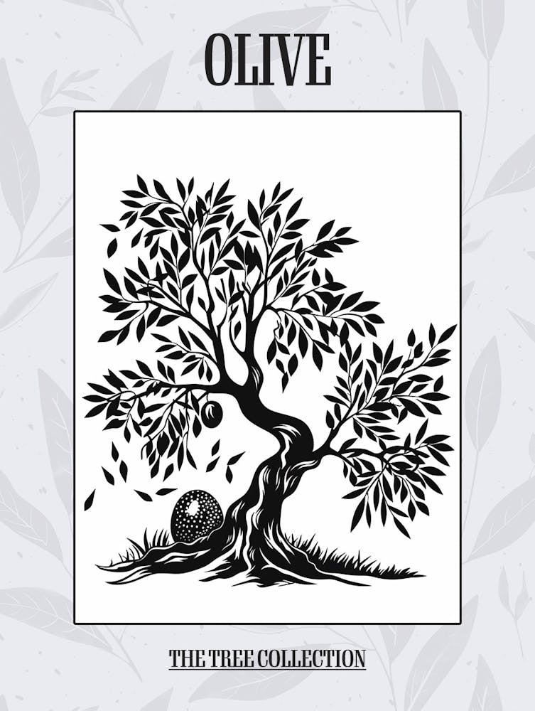 Olive Tree Simple Geometric Nature Stencil 21 Poster